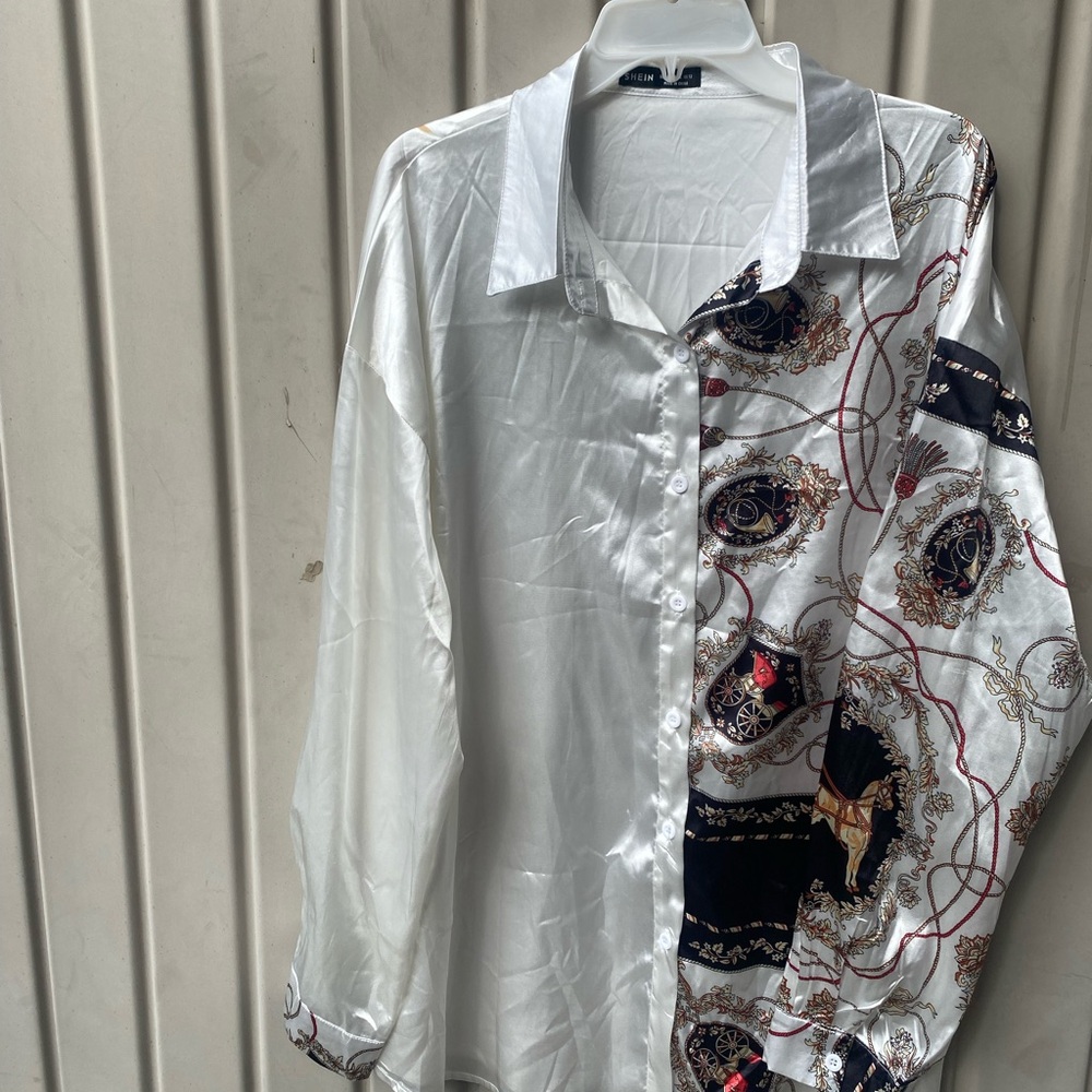 SHEIN White Casual Button Down women Shirt xl brand new